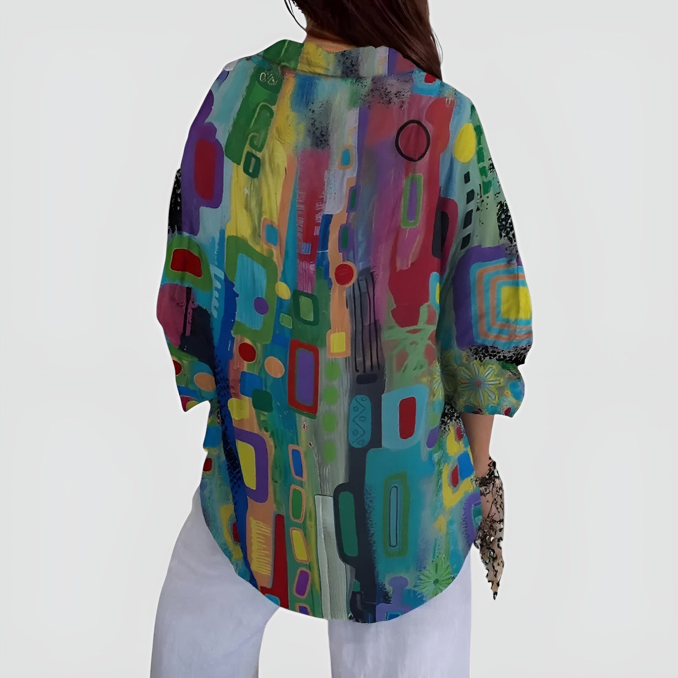 Tilda Stockholm | Bekväm Blus med Geometriskt Mönster