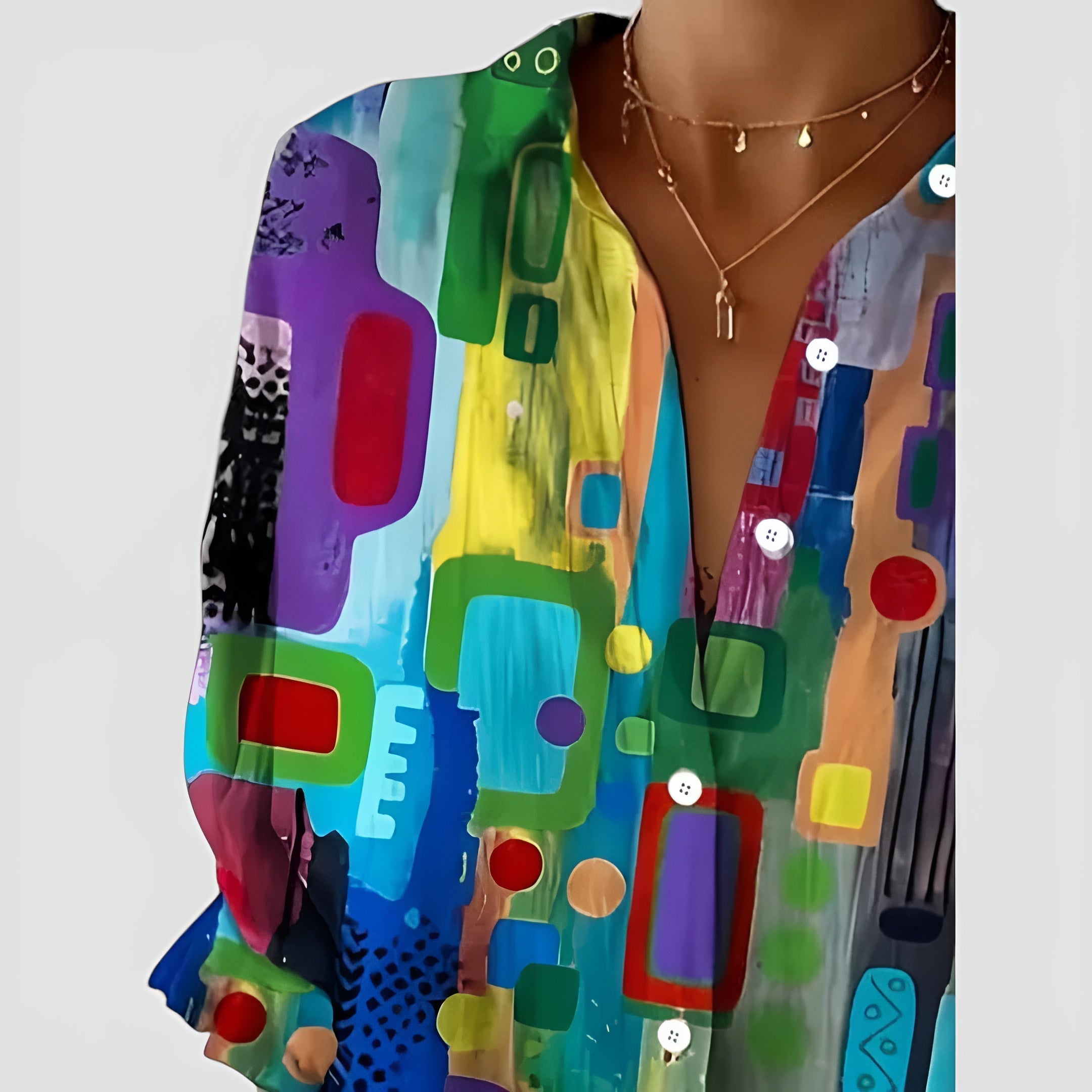 Tilda Stockholm | Bekväm Blus med Geometriskt Mönster