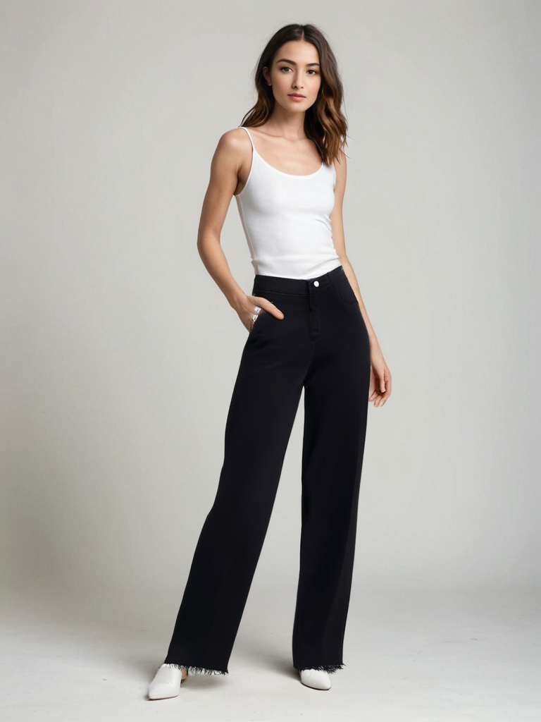 Tilda Stockholm | Elegant Svart Jeans med Rå Finish
